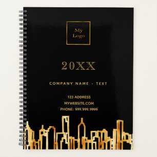 Black gold city skyline business logo planner