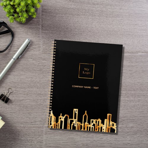 Black gold city skyline business logo real estate planner