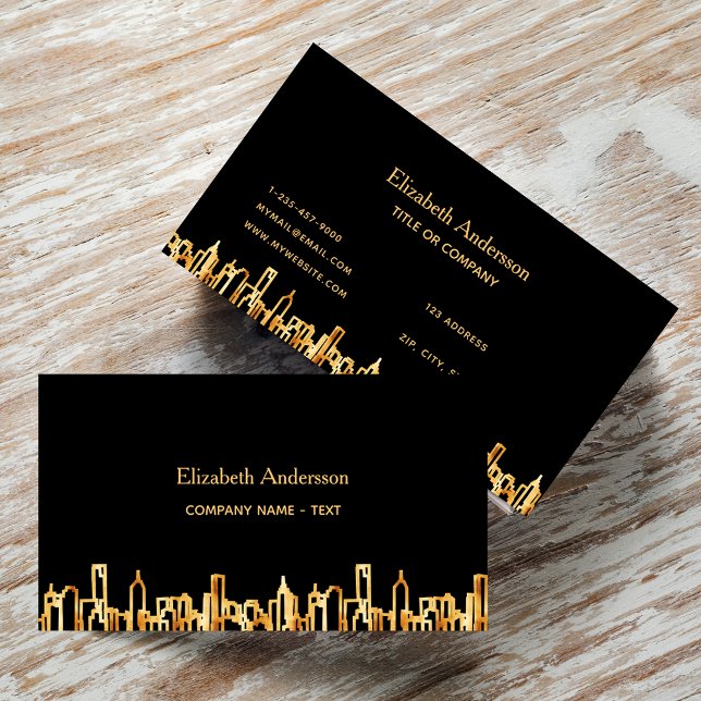 Black gold city skyline business real estate card (Creator Uploaded)