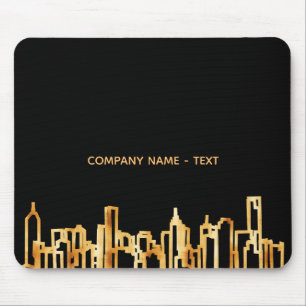 Black gold city skyline modern name mouse pad