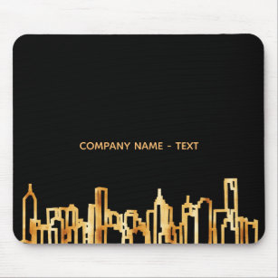 Black gold city skyline modern name mouse pad