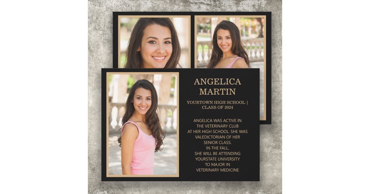 Black Gold Class 2024 Graduation Photo Announcement | Zazzle