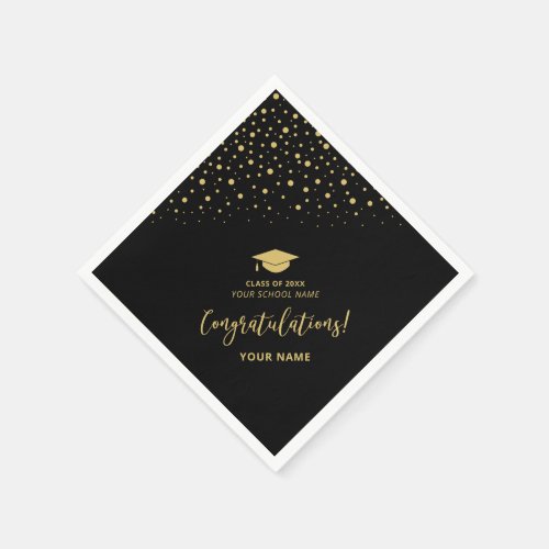 Black Gold Class of 2023 School Graduation Party Napkins