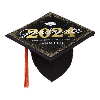 Black Gold Class of 2024 Graduation Cap Topper | Zazzle