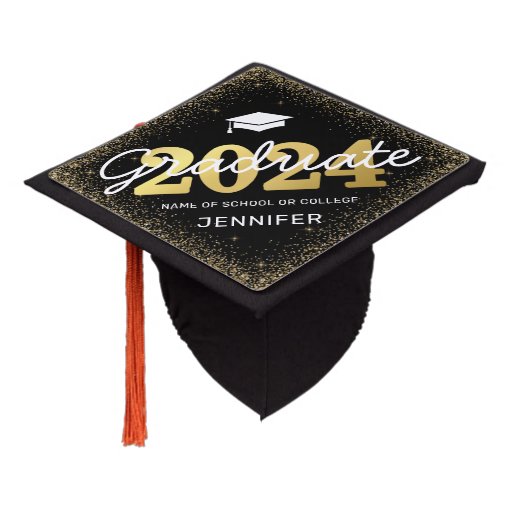 Black Gold Class of 2024 Graduation Cap Topper | Zazzle