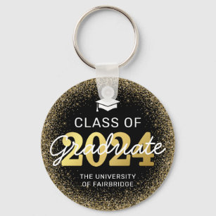 Graduating Class of 04 2004 Keychain Ring Fob Black Gold Diploma