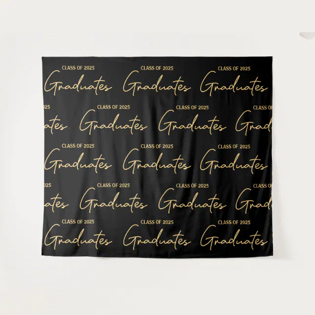 Black Gold Class of 2025 Graduates Graduation Tapestry | Zazzle