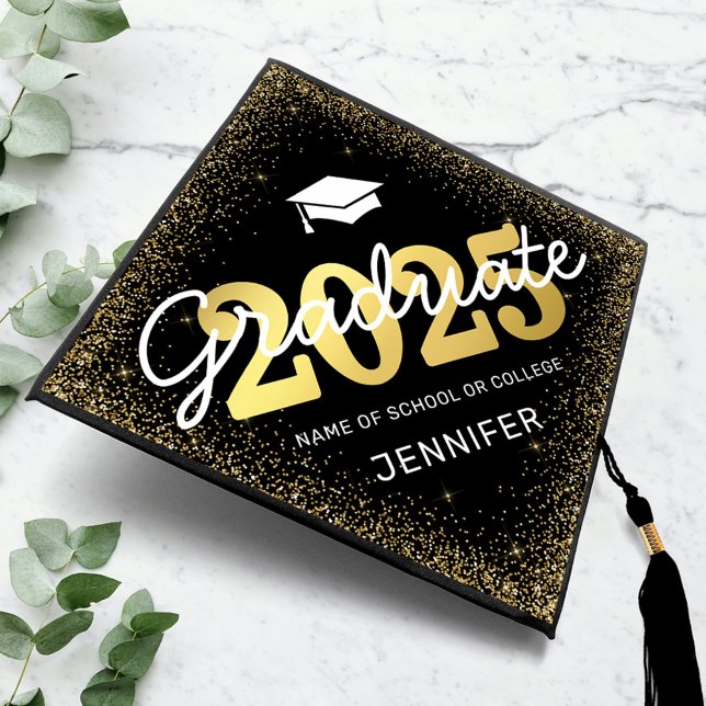 Black Gold Class of 2025 Graduation Cap Topper (Creator Uploaded)