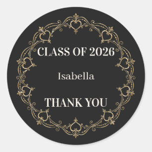 Black Gold Class of 2026 Graduation Favor Sticker