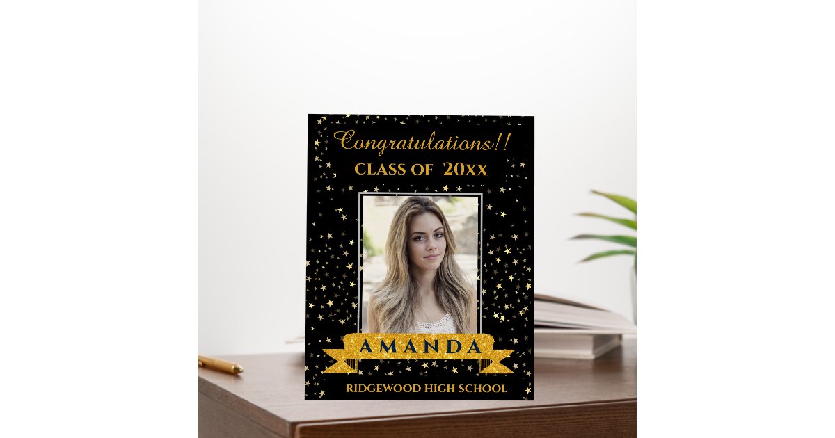 Black Gold Class of 2026 Graduation Photo Foam Board | Zazzle