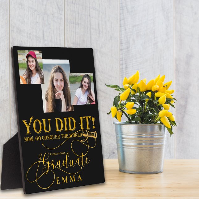 Black Gold Class of 2026 Graduation Photo Keepsake Plaque (Black Gold Class of 2026 Graduation Photo Keepsake Plaque)