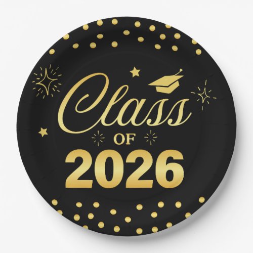 Black Gold Class of 2026 Graduation Plates