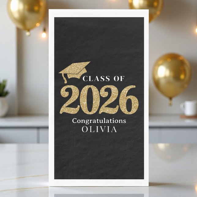 Black & Gold Class Of 2026 Paper Guest Towels (Creator Uploaded)