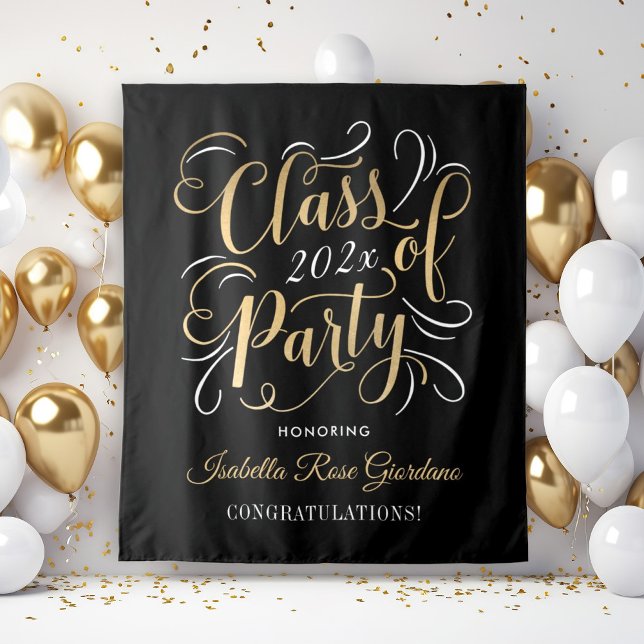 Black Gold Class of 2026 Party Graduation Backdrop (Creator Uploaded)