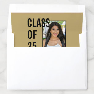Black & Gold Class Of 25 Photo Graduation Envelope Liner
