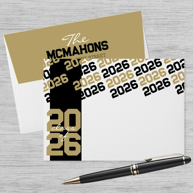 Black & Gold Class of + Return Address Graduation Envelope (Creator Uploaded)