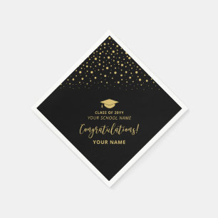 Black Gold Class of School Graduation Party Napkins