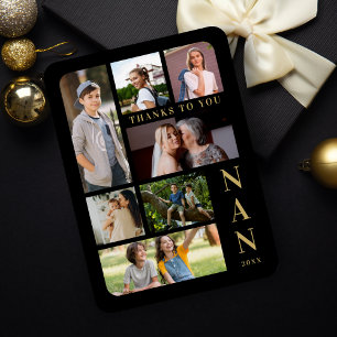 Black & Gold Classic 7 Multi Photos Collage Family Magnet