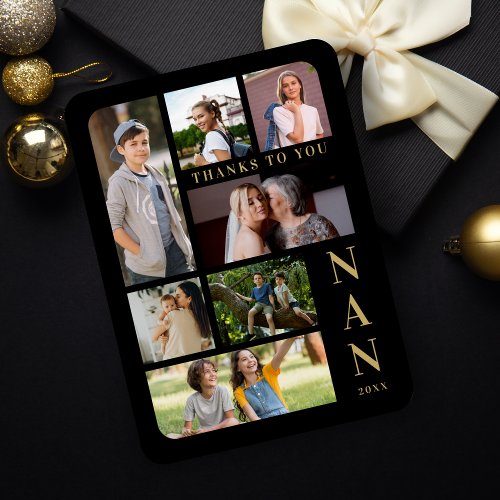 Black  Gold Classic 7 Multi Photos Collage Family Magnet