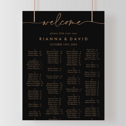 Black Gold Classic Alphabetical Seating Chart