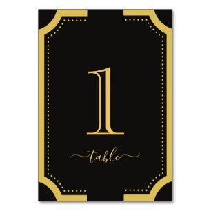 Black & gold Classic Elegant Copper Wedding Table Number