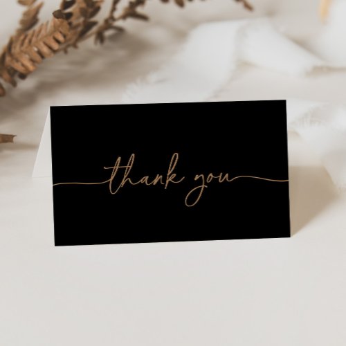 Black Gold Classic Folded Wedding Thank You Card