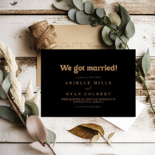 Black Gold Classic Minimal Elopement Announcement