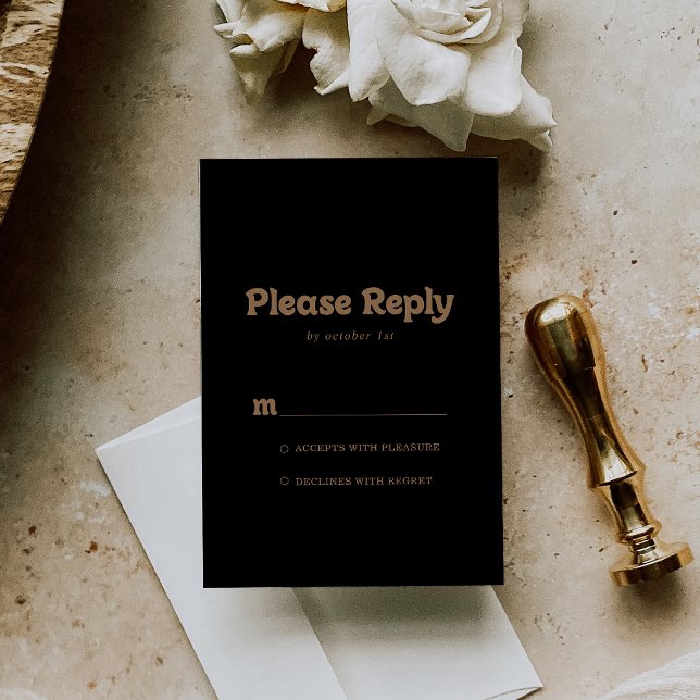 Black Gold Classic Minimal RSVP Card (Creator Uploaded)