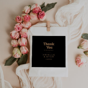 Black Gold Classic Minimal Thank You Wedding Favor Bag