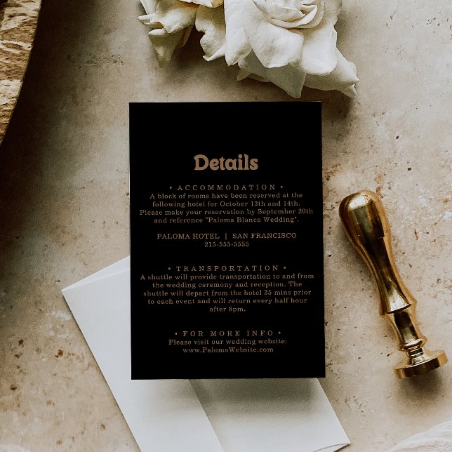 Black Gold Classic Minimal Wedding Details Enclosure Card (Creator Uploaded)