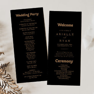 Black Gold Classic Minimal Wedding Program