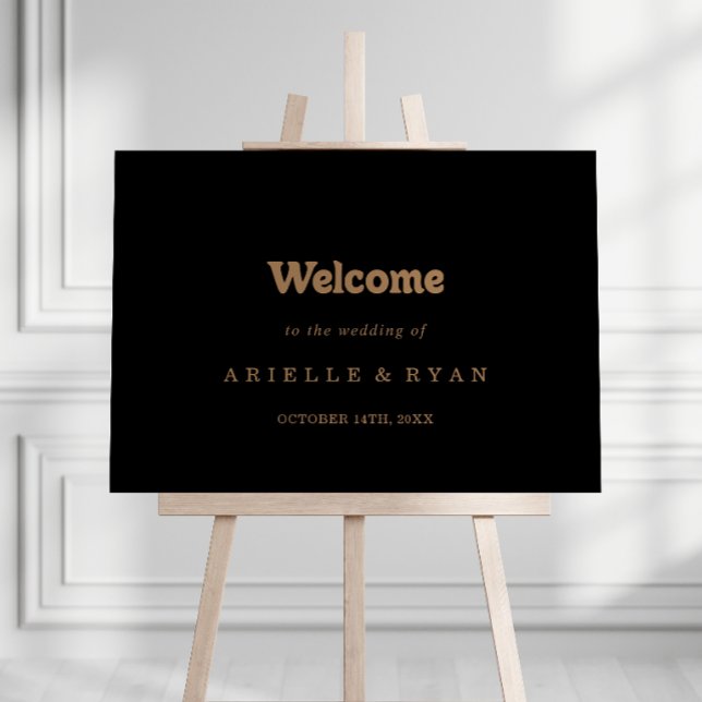 Black Gold Classic Minimal Wedding Welcome Sign (Creator Uploaded)