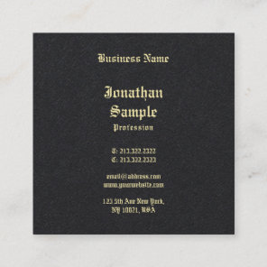 Black Gold Classic Old English Font Sophisticated Square Business Card