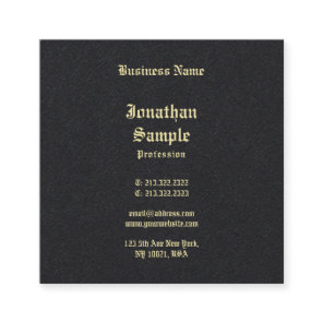 Black Gold Classic Old English Font Sophisticated Square Business Card