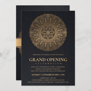 BLACK GOLD CLASSIC ORNATE MANDALA GRAND OPENING INVITATION