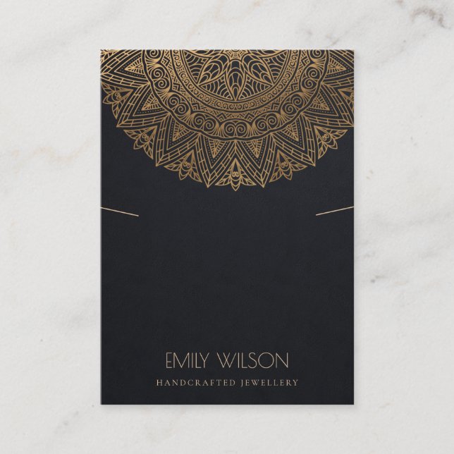 BLACK GOLD CLASSIC ORNATE MANDALA NECKLACE DISPLAY BUSINESS CARD (Front)