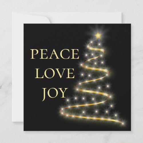 Black GoldClassic Peace Love JoySquare Holiday Card