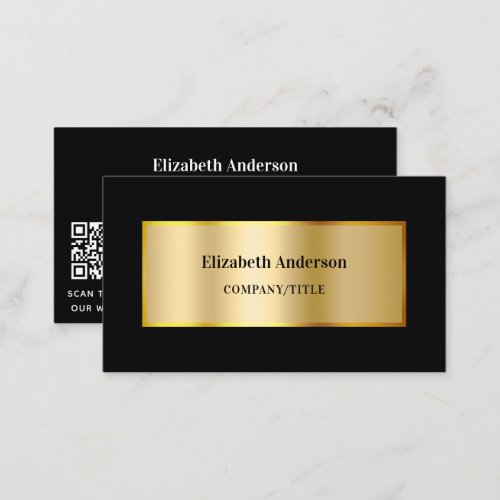 Black gold classic QR code website Business Card