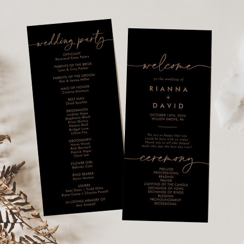 Black Gold Classic Wedding Program