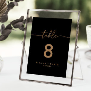 Black Gold Classic Wedding Table Number