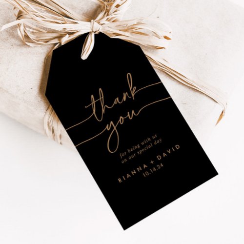 Black Gold Classic Wedding Thank You Gift Tags