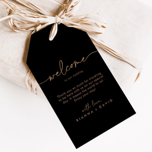 Black Gold Classic Wedding Welcome Gift Tags (Creator Uploaded)