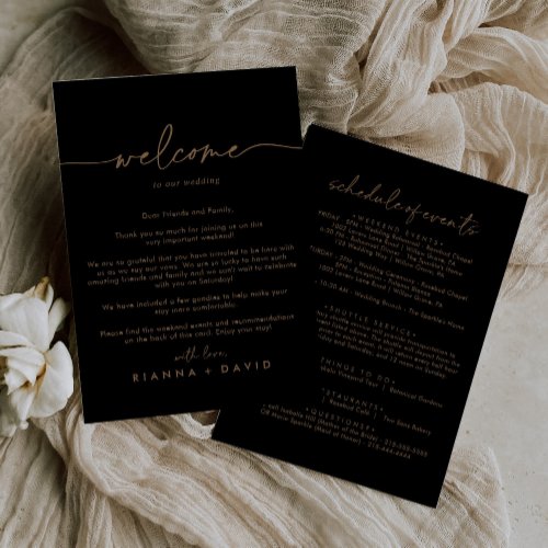 Black Gold Classic Wedding Welcome Letter