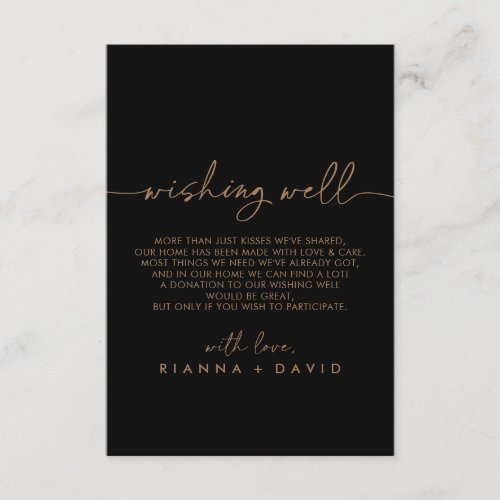 Black Gold Classic Wedding Wishing Well Enclosure Card