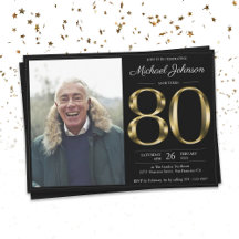 Black Gold Classy Photo 80th  Birthday