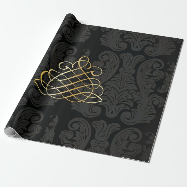 Black gold  Classy Royal Style Wrapping Paper (Unrolled)