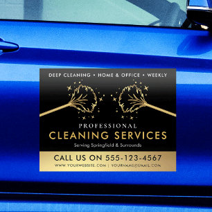 Black & Gold Cleaning Services Housemaid Logo Chic Car Magnet
