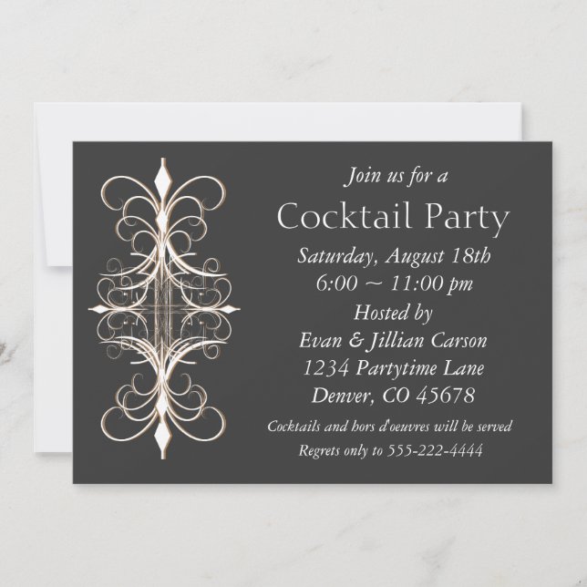 Black Gold Cocktail Party Invitation (Front)