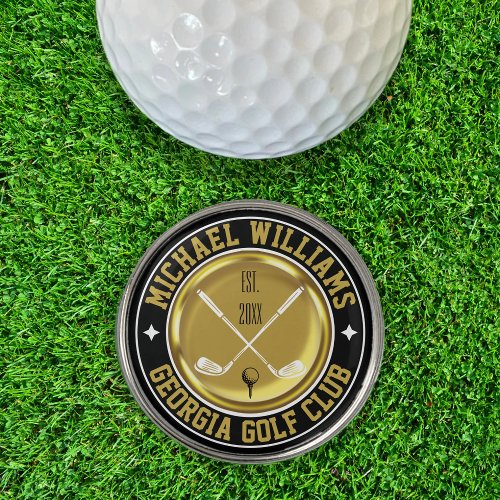 Black  Gold Coin Golf Club Golf Ball Marker