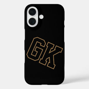 Black Gold College Varsity Monogram Initials iPhone 16 Case